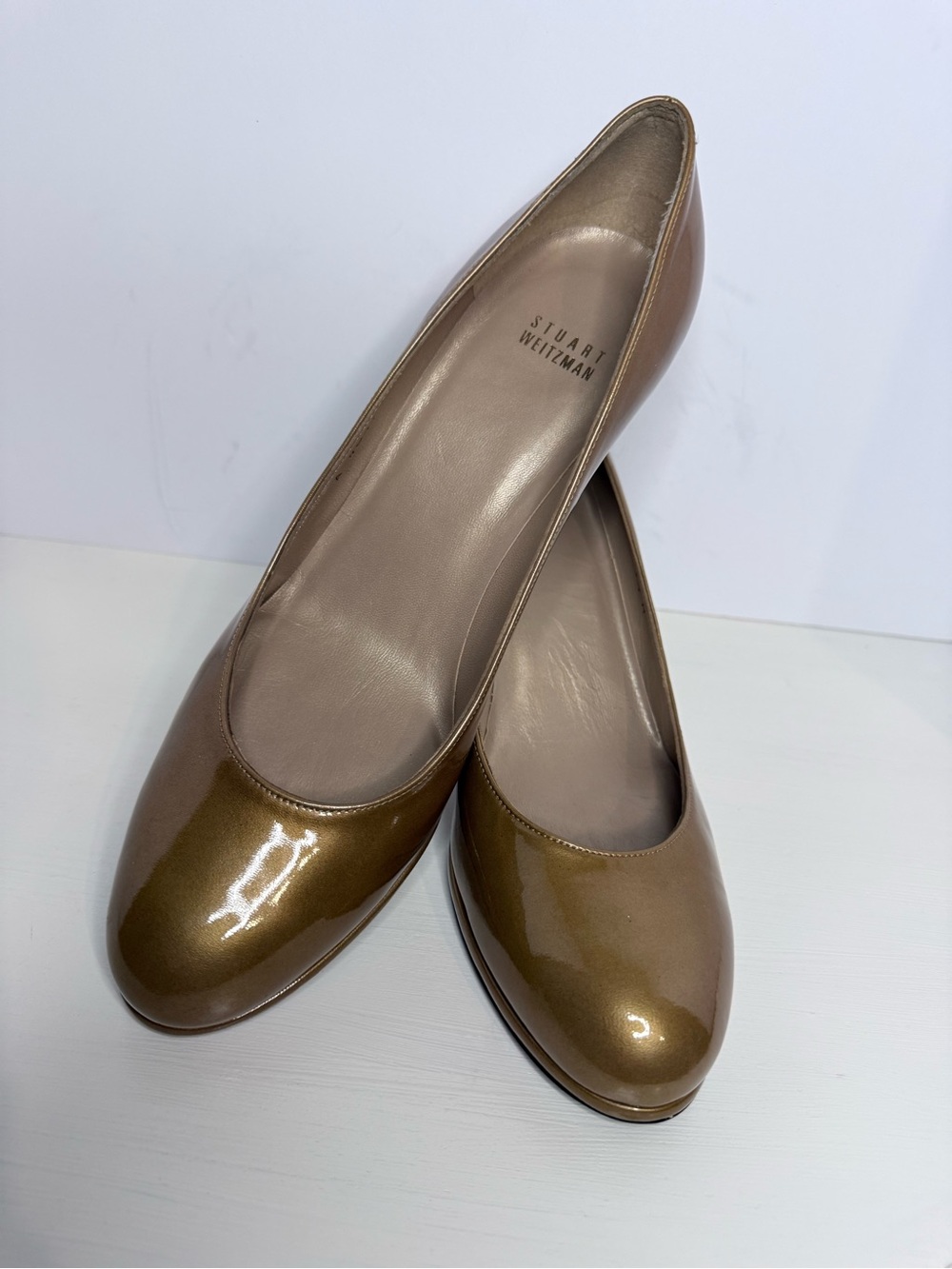 Stuart Weitzman Bronze Patent Leather Pump Heels 9.5 M